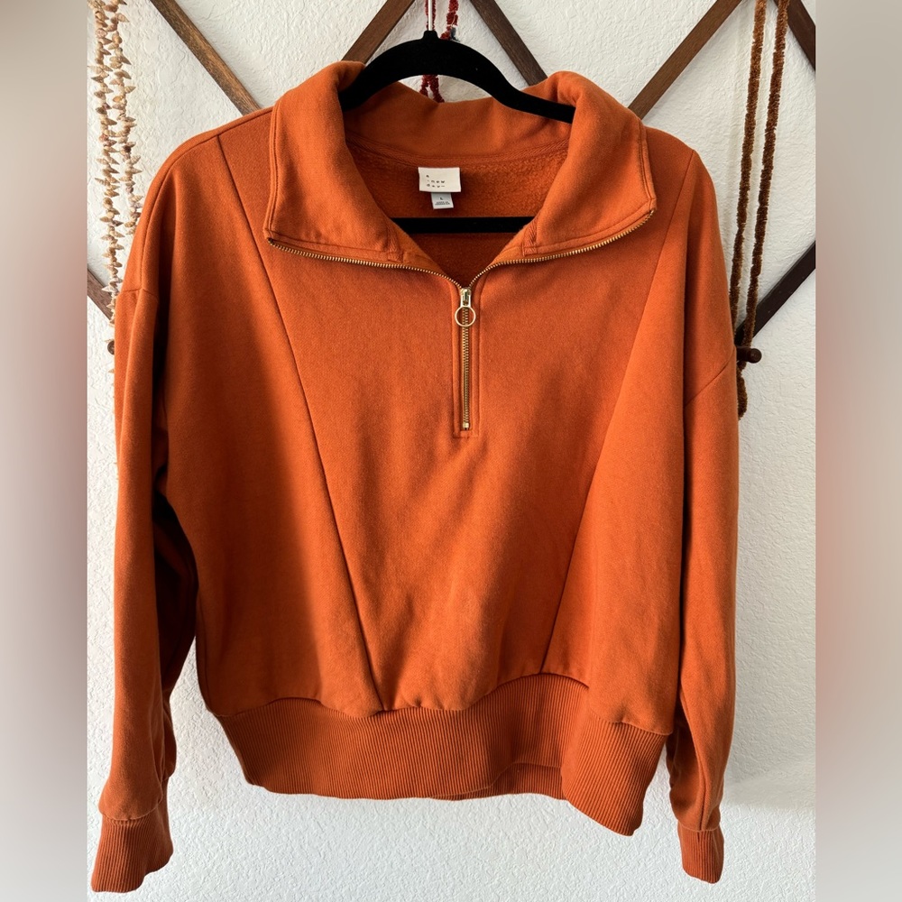A New Day Half Zip Pullover Burnt Orange